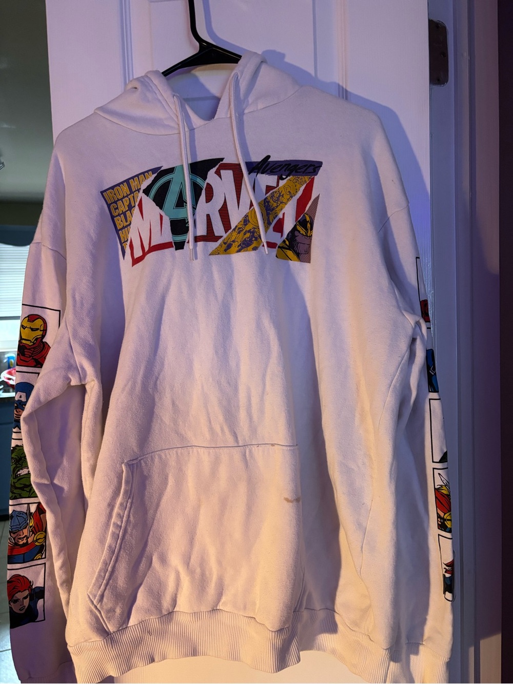Marvel Avengers Comic Panel Sleeve 
Graphic Hoodie XL White